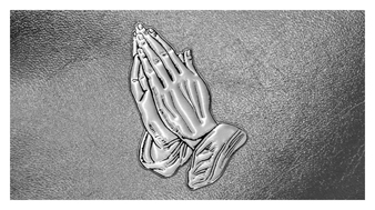 124 DA25 516 SL SH SL Silver Praying Hands Shimmer Silver Background